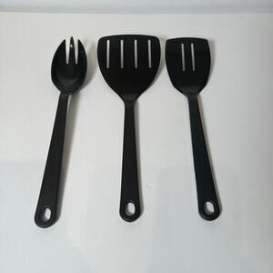 Vintage Tailor Made 3 Kitchen Utensils Black Nylon Plastic 2 Spatulas +Spoon USA